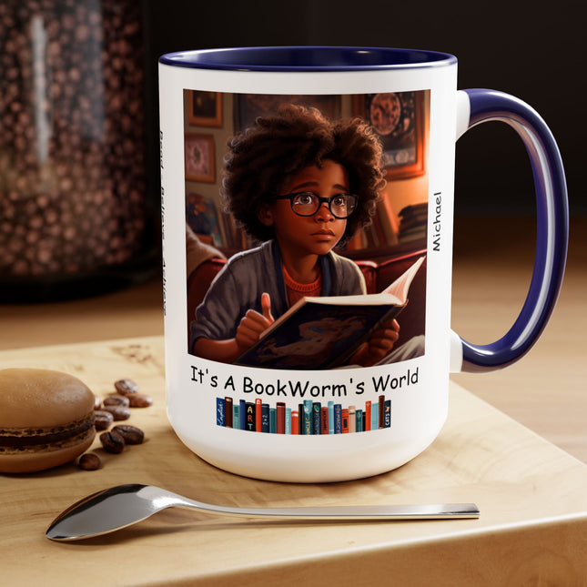 It's A Bookworm's World - boy - personalized mug