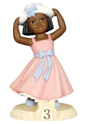 African American Birthday Girl Figurine - Age 3