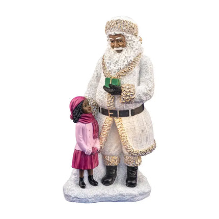 Santa in White Suit with Little Girl