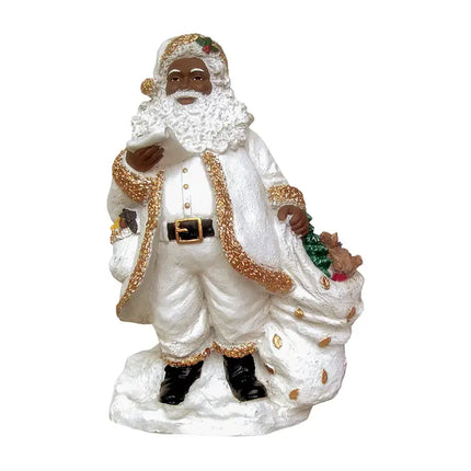 Black Santa in White Suit with List