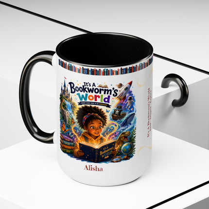 It's A Bookworm's World - 15oz Mug - girl-1