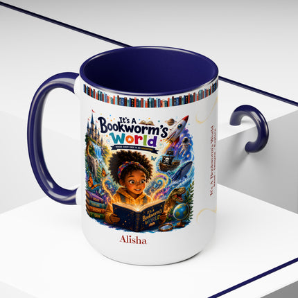 It's A Bookworm's World - 15oz Mug - girl-1