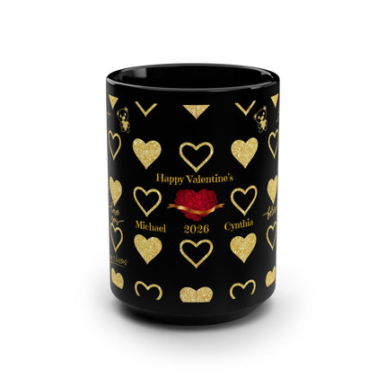 Happy Valentine's Gold Heart - 15oz mug