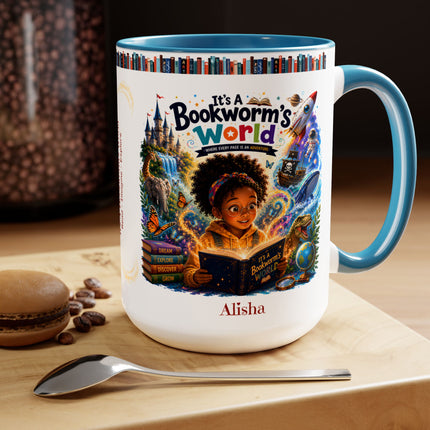 It's A Bookworm's World - 15oz Mug - girl-1