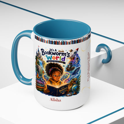 It's A Bookworm's World - 15oz Mug - girl-1