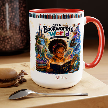 It's A Bookworm's World - 15oz Mug - girl-1