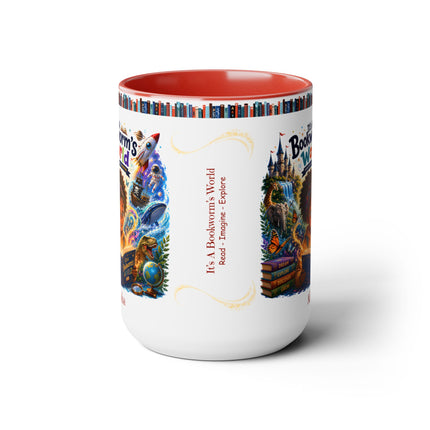 It's A Bookworm's World - 15oz Mug - girl-1