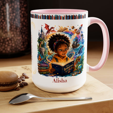 It's A Bookworm's World - 15oz Mug - girl-1