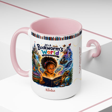 It's A Bookworm's World - 15oz Mug - girl-1