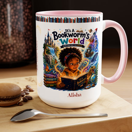 It's A Bookworm's World - 15oz Mug - girl-1