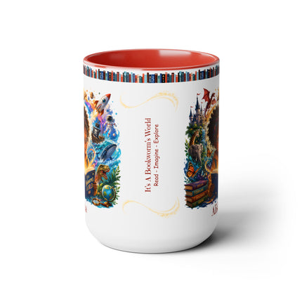 It's A Bookworm's World - 15oz Mug - girl-1