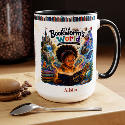 It's A Bookworm's World - 15oz Mug - girl-1