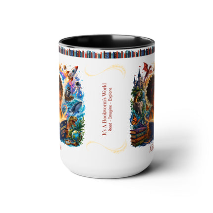 It's A Bookworm's World - 15oz Mug - girl-1