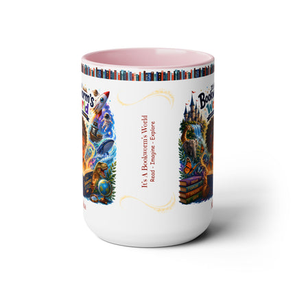 It's A Bookworm's World - 15oz Mug - girl-1
