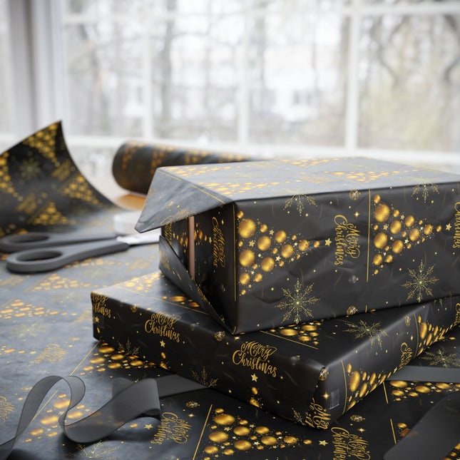Christmas Treasure – Black & Gold Gift Wrapping Paper