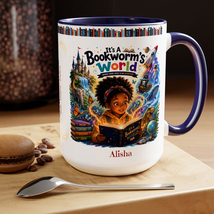 It's A Bookworm's World - 15oz Mug - girl-1