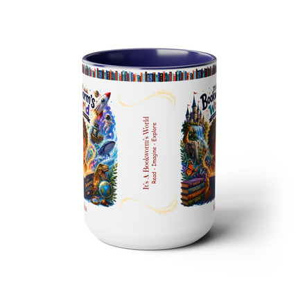 It's A Bookworm's World - 15oz Mug - girl-1