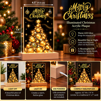 Merry Christmas Tree – Illuminated Christmas Acrylic Plaque