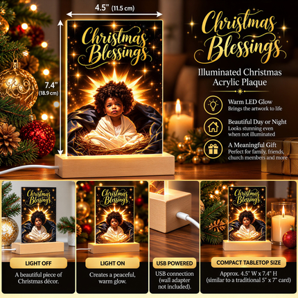 Christmas Blessings – Illuminated Christmas Acrylic Plaque