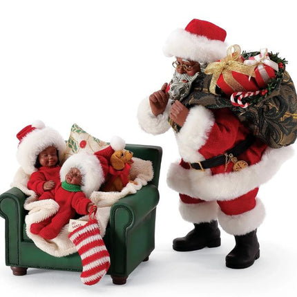 Shhhh Baby Sleeping - African American Santa figurine