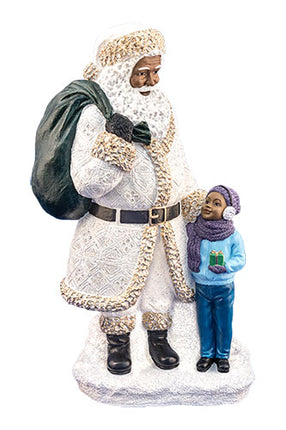 Santa in White Suit with Little Boy