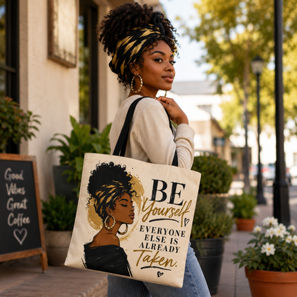 Be Yourself - Tote Bag - black and gold