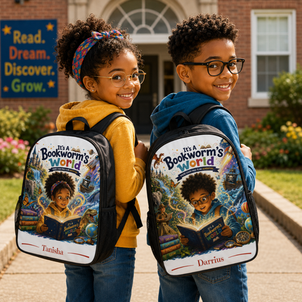 Its A Bookworms World - School Backpack - boy