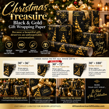 Christmas Treasure – Black & Gold Gift Wrapping Paper